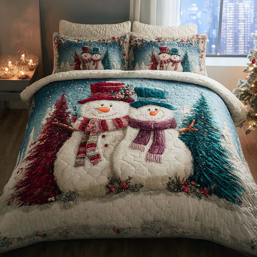 Snowman Joy 3-Piece Quilted Bedding Set NCU0DK11318