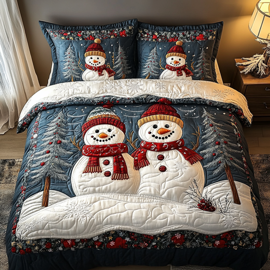 Snowman Joy 3-Piece Quilted Bedding Set NCU0DK9997