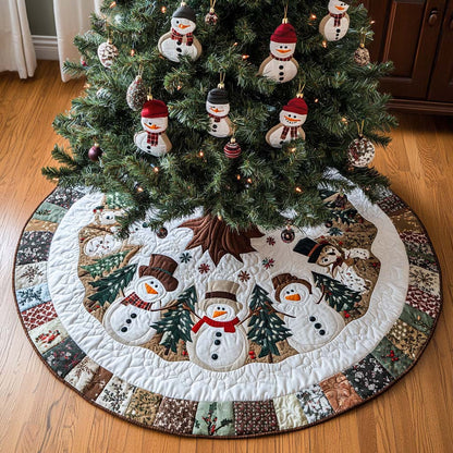 Snowman Joy Christmas Quilted Tree Skirt NCU0NT2229