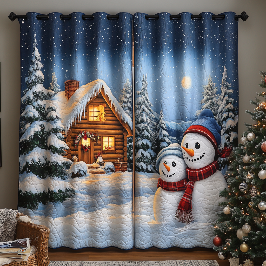 Snowman Joy Quilted Curtains NCU0DK11488
