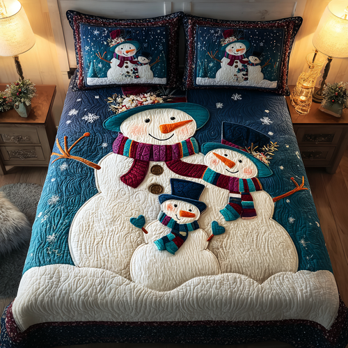 Snowman Magic 3-Piece Quilted Bedding Set NCU0DK11317
