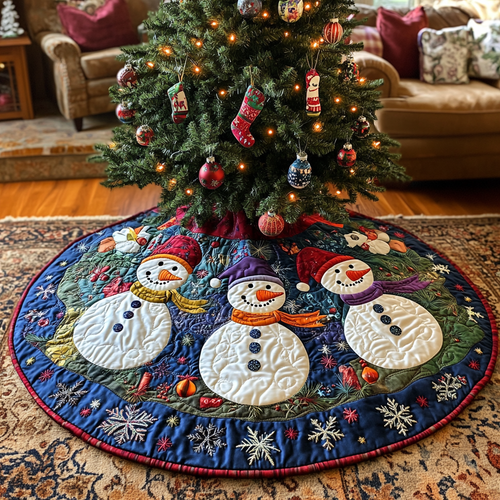 Snowman Magic Christmas Quilted Tree Skirt NCU0DK10324
