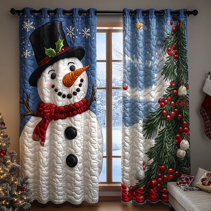 Snowman Moment Quilted Curtains NCU0DK11489