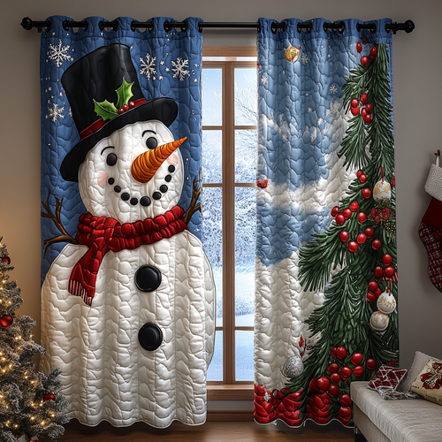 Snowman Moment Quilted Curtains NCU0DK11489
