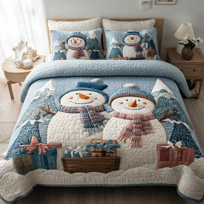 Snowman Mountain 3-Piece Quilted Bedding Set NCU0HH1367