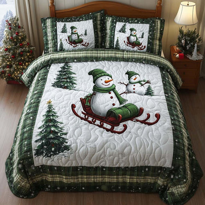 Snowman Ride 3-Piece Quilted Bedding Set NCU0NT9911