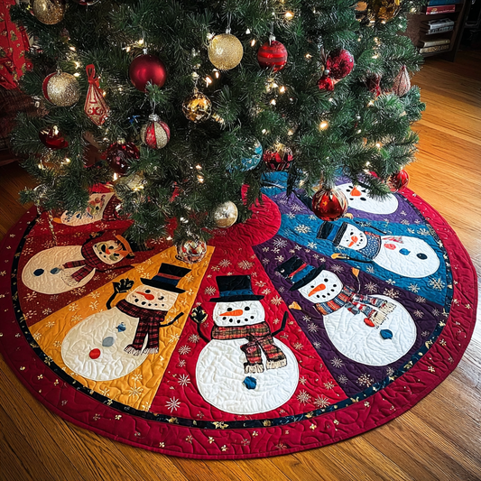 Snowman Scene Christmas Quilted Tree Skirt NCU0DK11281