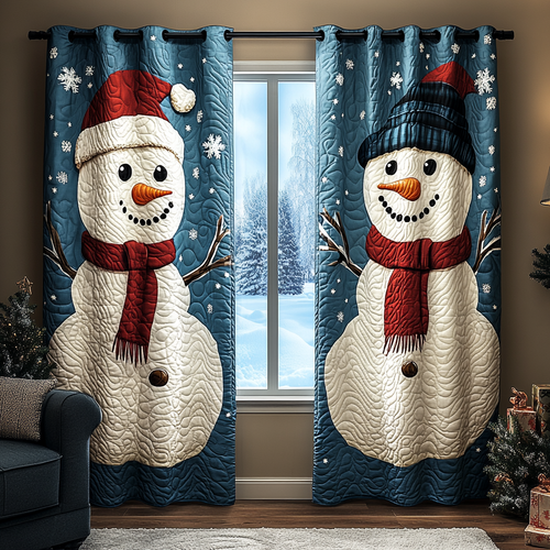 Snowman Scene Quilted Curtains NCU0DK11337