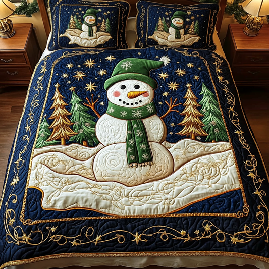Snowman Serenity 3-Piece Quilted Bedding Set NCU0VH1280