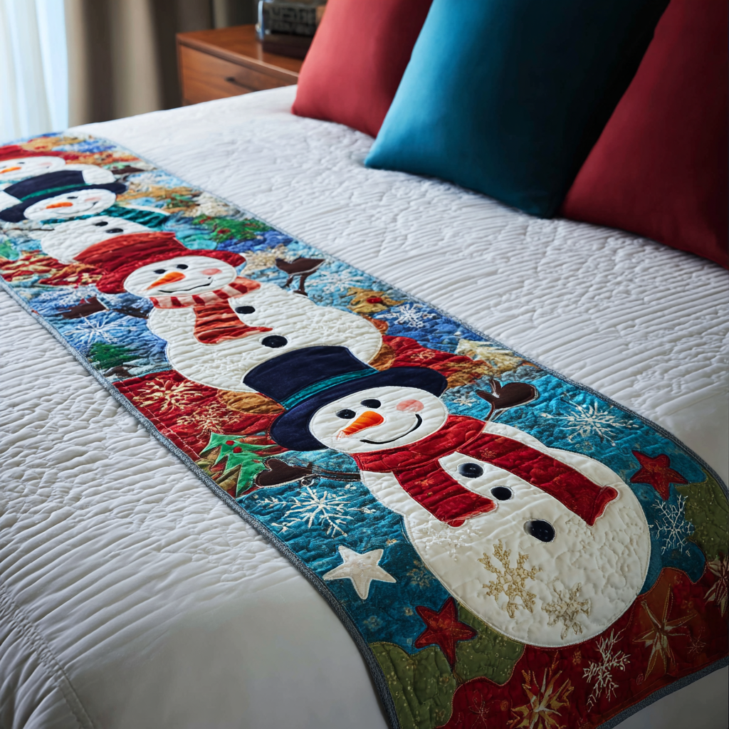 Snowman Smiles Quilted Bed Runner NCU0DK10006