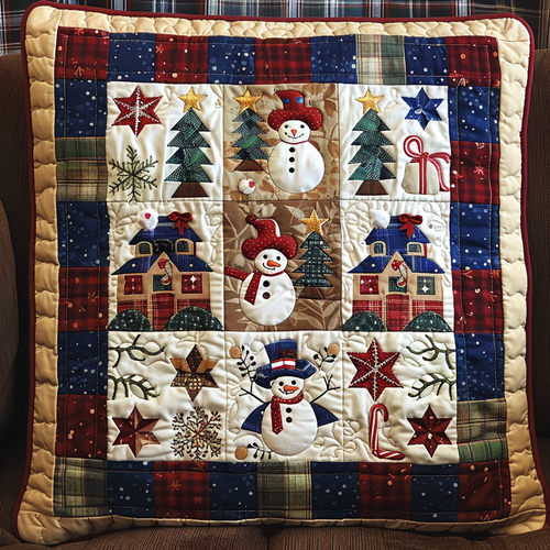 Snowman Smiles Quilted Pillow Case NCU0TL623