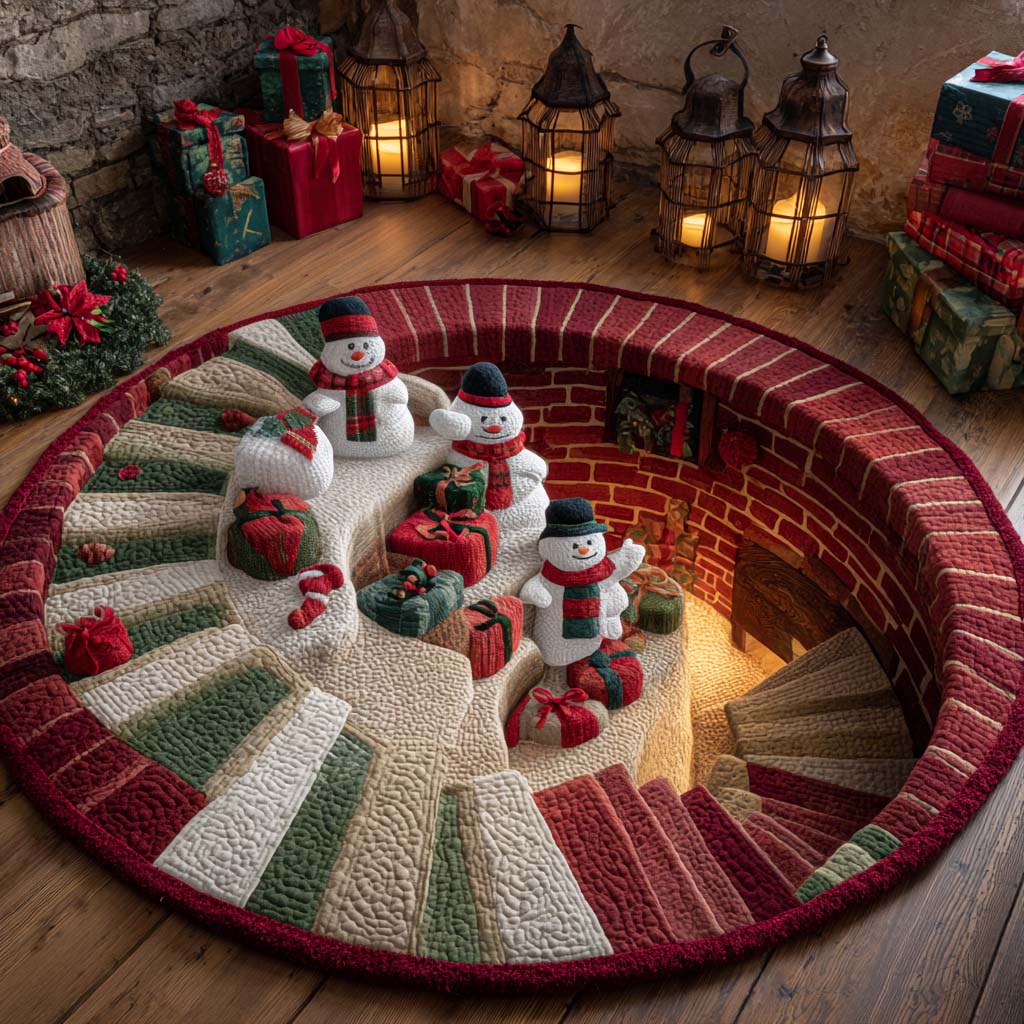 Snowman Spiral Joy Quilted Round Mat NCU0XD1692