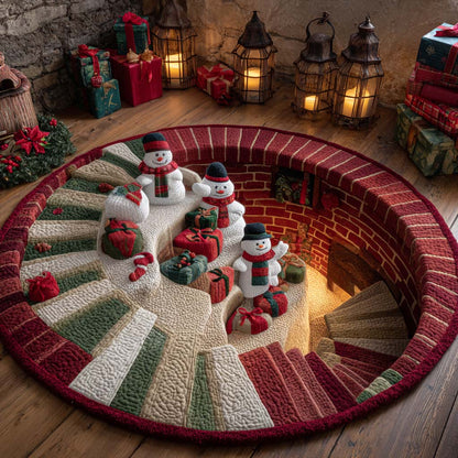 Snowman Spiral Joy Quilted Round Mat NCU0XD1692