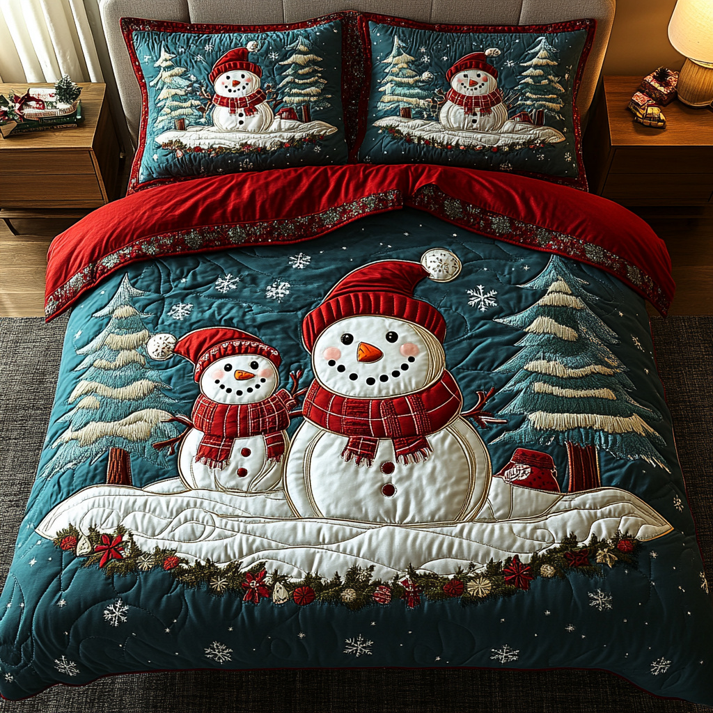 Snowman Spirit 3-Piece Quilted Bedding Set NCU0DK9999