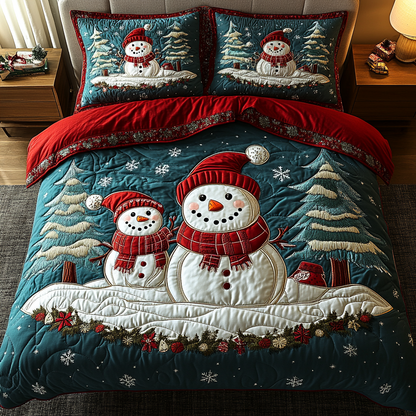 Snowman Spirit 3-Piece Quilted Bedding Set NCU0DK9999
