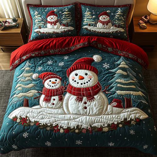 Snowman Spirit 3-Piece Quilted Bedding Set NCU0DK9999
