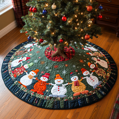 Snowman Spirit Christmas Quilted Tree Skirt NCU0DK11282
