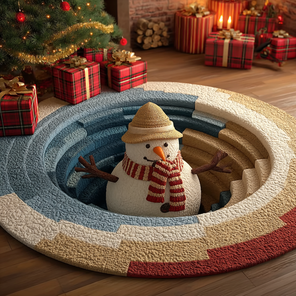 Snowman Spirit Quilted Round Mat NCU0DK11142