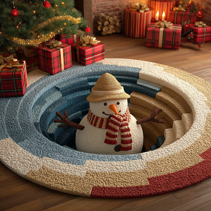 Snowman Spirit Quilted Round Mat NCU0DK11142
