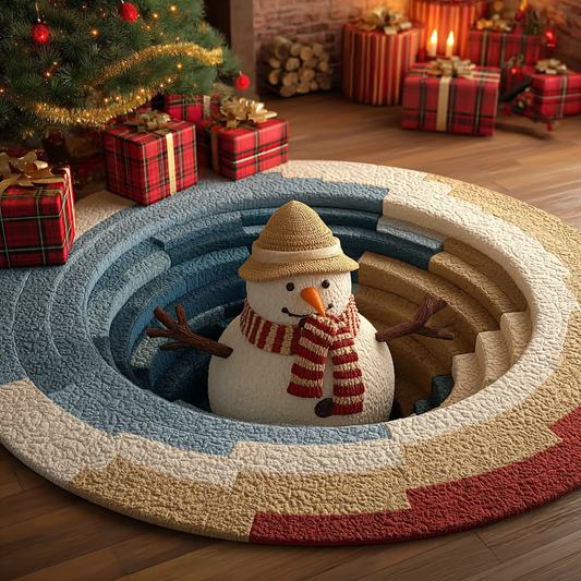 Snowman Spirit Quilted Round Mat NCU0DK11142