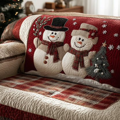 Snowman Sweethearts Quilted Sofa Cover NCU0TH3804