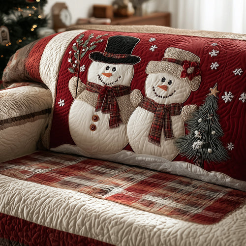 Snowman Sweethearts Quilted Sofa Cover NCU0TH3804