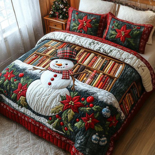 Snowman Tales 3-Piece Quilted Bedding Set NCU0DV2071