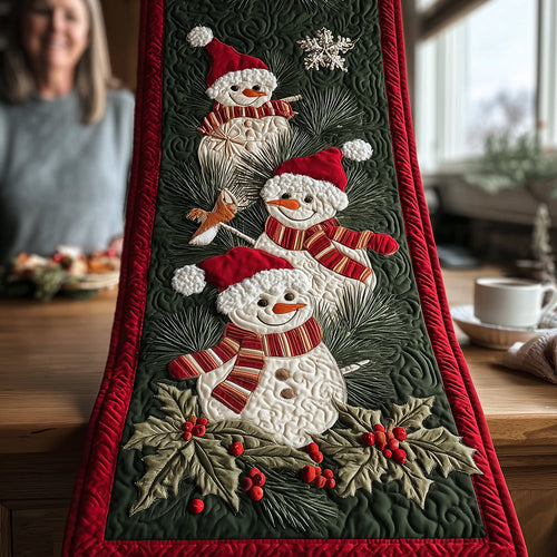 Snowman Trio Cheer Quilted Table Runner NCU0TH3858