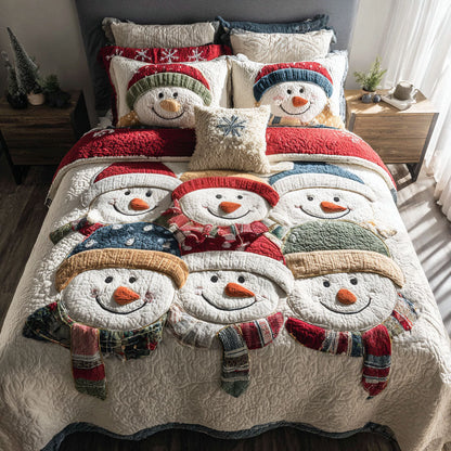 Snowman Village 3-Piece Quilted Bedding Set NCU0PT10521