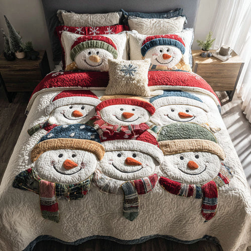 Snowman Village 3-Piece Quilted Bedding Set NCU0PT10521