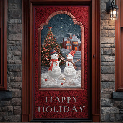 Snowman Village Night Quilted Door Cover NCU0PT10543