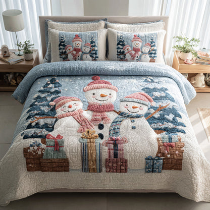 Snowman Winter Fun 3-Piece Quilted Bedding Set NCU0HH1372