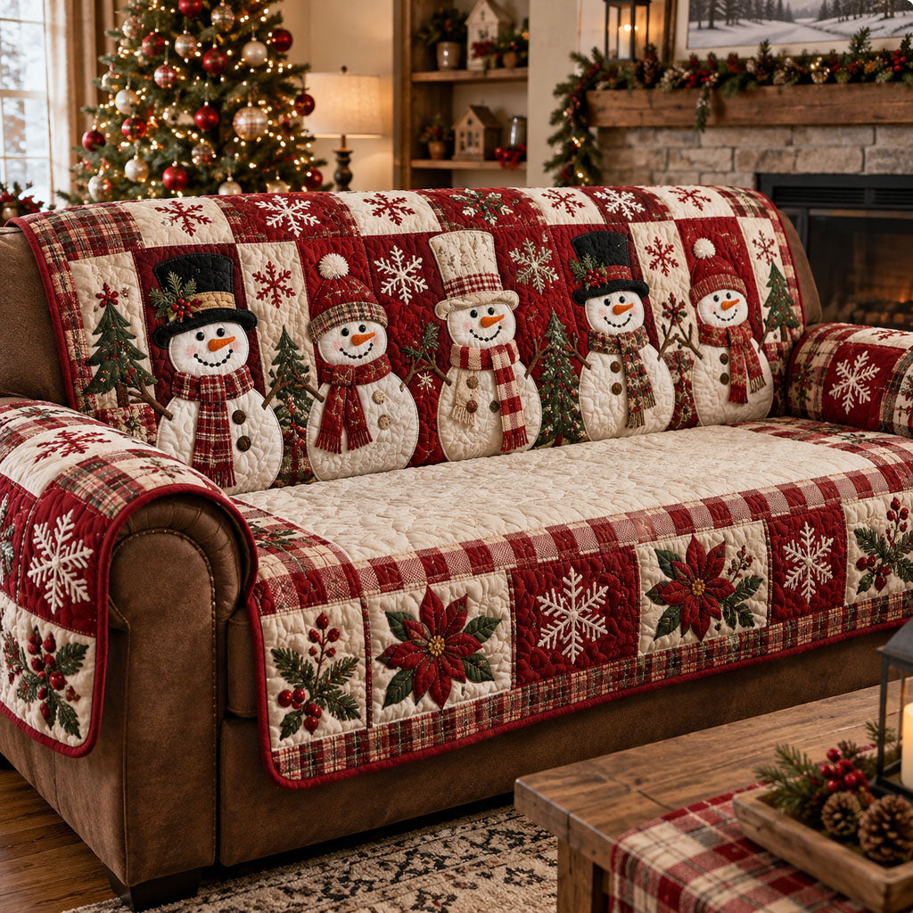 Snowman Winter Wonderland Quilted Sofa Cover NCU0PT12192