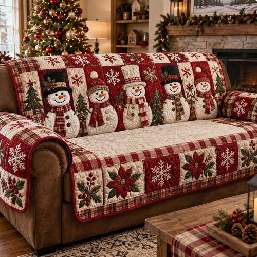Snowman Winter Wonderland Quilted Sofa Cover NCU0PT12192