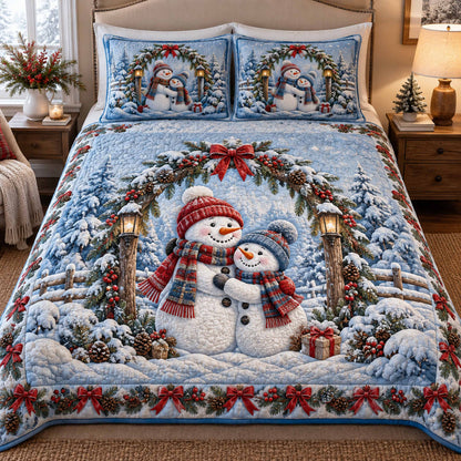 Snowman Wonderland 3-Piece Quilted Bedding Set NCU0TD3204