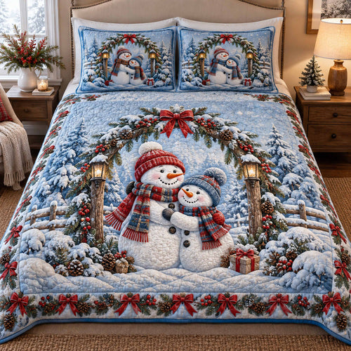Snowman Wonderland 3-Piece Quilted Bedding Set NCU0TD3204