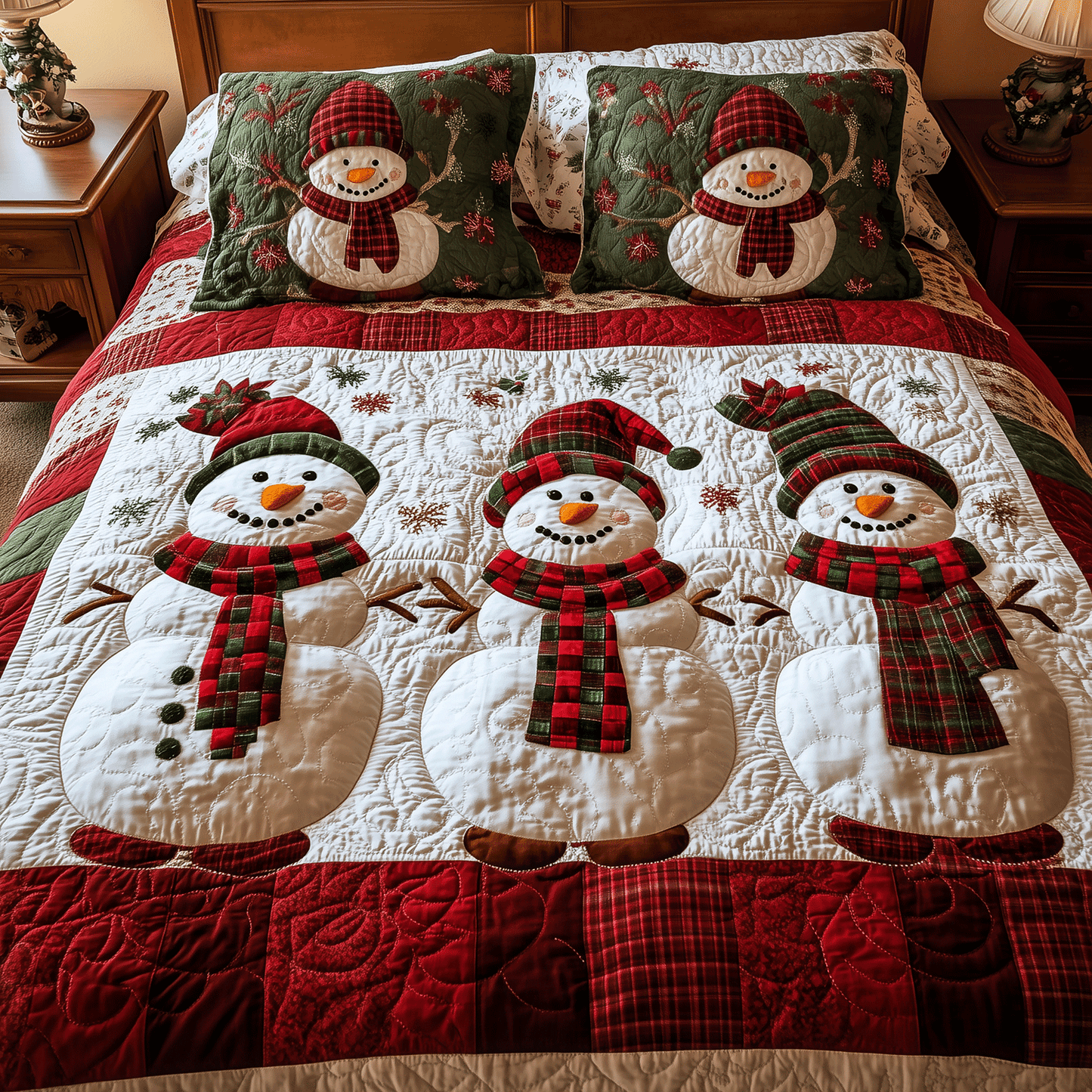 Snowman Wonderland 3-Piece Quilted Bedding Set NCU0TH2129