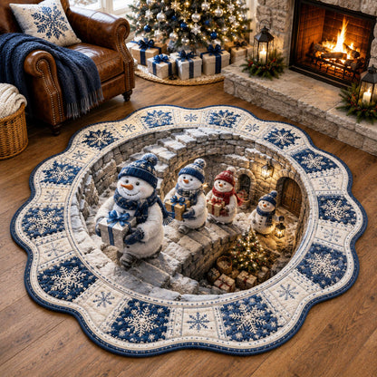 Snowman Wonderland Custom Shape Area Rug NCU0TD3155