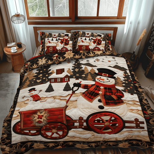 Snowmen Wonderland 3-Piece Quilted Bedding Set NCU0DV206