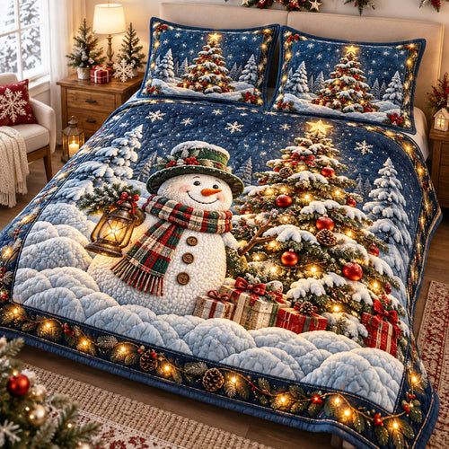 Snowmen Christmas 3-Piece Quilted Bedding Set NCU0TD3206