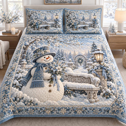 Snowmen Christmas Cheer 3-Piece Quilted Bedding Set NCU0TD3211