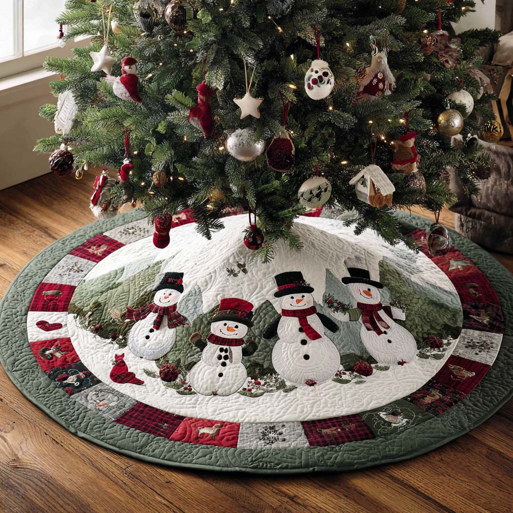 Snowmen Forest Ring Quilted Tree Skirt NCU0XD2093
