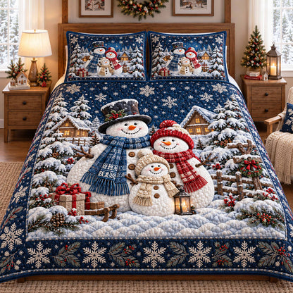 Snowmen Holiday Cheer 3-Piece Quilted Bedding Set NCU0TD3210