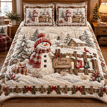 Snowmen Holiday Magic 3-Piece Quilted Bedding Set NCU0TD3214