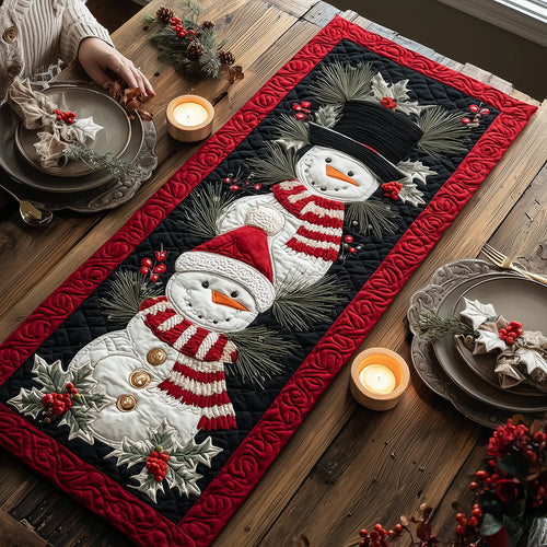 Snowmen Stripe Scarf Quilted Table Runner NCU0TH3859