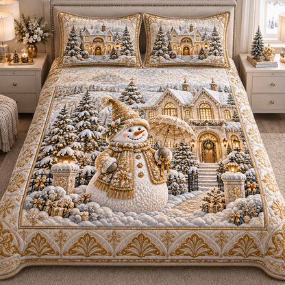 Snowmen Village 3-Piece Quilted Bedding Set NCU0TD3207