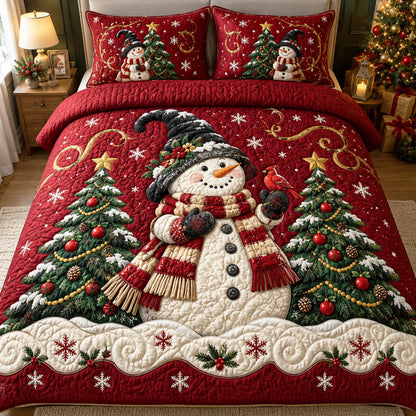 Snowmen Winter Wonderland 3-Piece Quilted Bedding Set NCU0TD3209