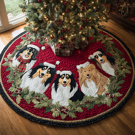 Snowtrail Dog Christmas Quilted Tree Skirt NCU0DV8388