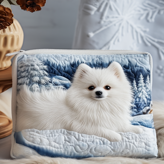Snowy Pom Charm Quilted Zipper Pouch NCU0NT9887