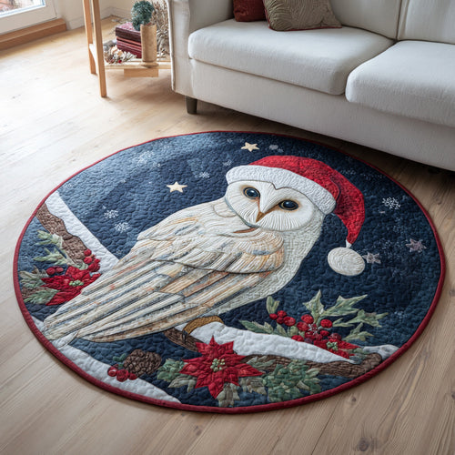 Snowy Barn Owl Quilted Round Mat NCU0HH190